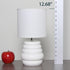 LT1168-OFF 12.68" Simple Designs Chic Glow Mini Stacked Ceramic Table Lamp, Monochromatic Fabric Shade, Small Accent