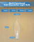 E12 B10 Bulb 2700K, 40W Bulbs, 400 Dimmable, 120V Bulbs (12-Pack) Clear Candle Base with Warm White Candelabra Light