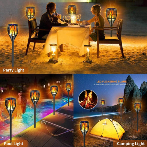 43" 1 Pack Solar Torch Lights, Waterproof Flickering Flames Torches Lights Outdoor Solar Spotlights Landscape