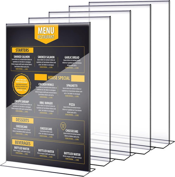 Shellwei 4 Pcs 11 x 14'' Acrylic Sign Holder, Clear Vertical Table Top Frame for Menu, Photo, Office Use
