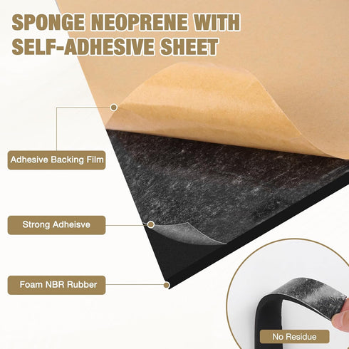 (12" 1/2" 59" Sponge Neoprene Foam Padding Rubber Sheets with Adhesive Foam Sheet Closed Cell Insulation Neoprene