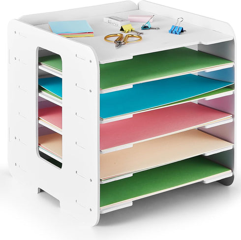 Juexica 6 Tier Scrapbook Paper Organizer, 12 x 12 Stackable File Organizer for Home Office Decorations