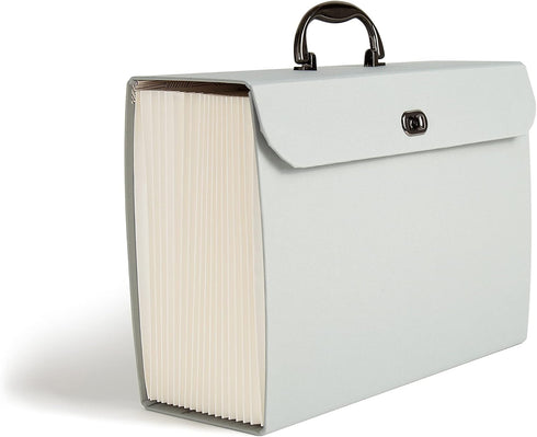 U Brands Expanding 19 Pocket Fashion File Folder, Gray Linen, 15.4” x 10.5”