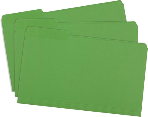 Blue Summit Supplies Green Legal File Folders, 1/3 Cut Tab, Legal Size, 100 Per Box for Easy File Storage