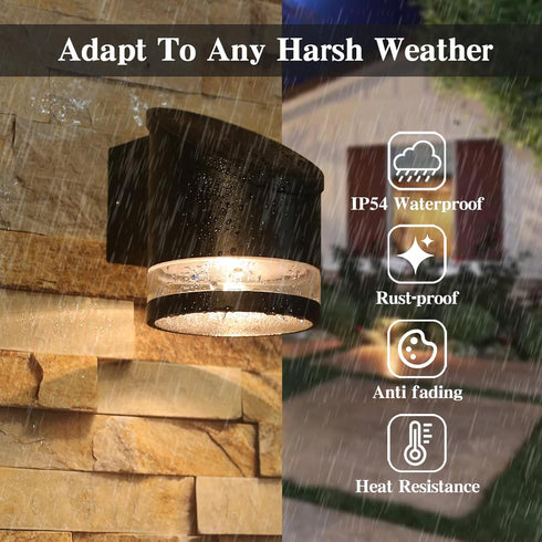 HFVLITE IP54 1-Pack Solar Wall Light Outdoor Dusk to Dawn, Aluminum Wall Sconce Waterproof, Cordless LED Decor Light