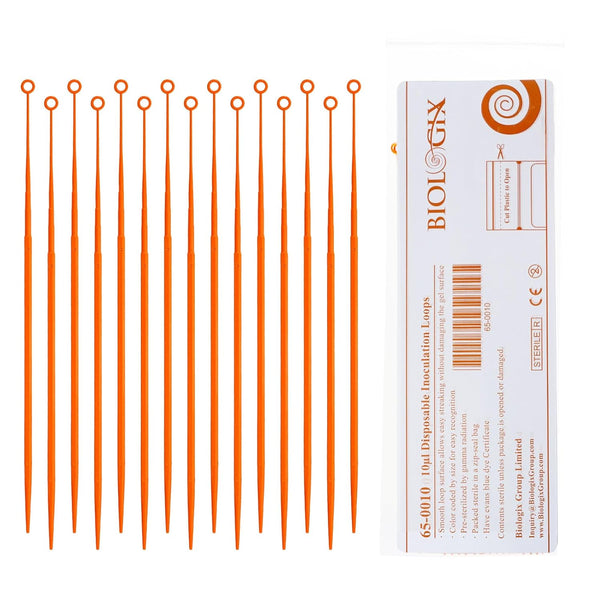 Biologix 25Pcs 1ul Disposable Inoculating Loop, Gamma Sterile Plastic Sampling Rod for Cell Biology and Scientific Lab