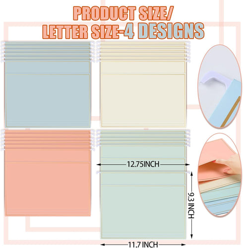 Yaomiao 20 Pcs Cute Hanging File Folders, Letter Size Adjustable Pastel File Organizer, 9.3 x 11.7 Inch