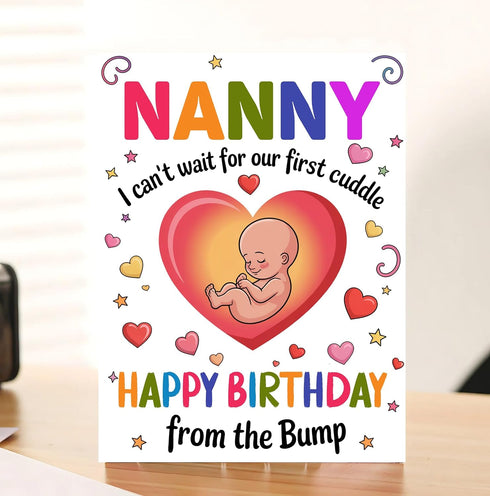 Moonlit93 Nanny - I Can't Wait For Our First Cuddle Happy Birthday From The Bump! Card - Ideas Birthday Card For Nanny