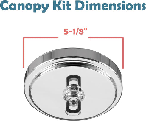 Aspen Creative 21507-31, 5-1/8" 1" Transitional Chandelier & Light Fixture Canopy Kit w/Collar Loop, Chrome, Diameter