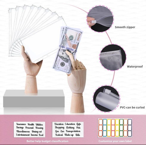 Onlyesh Budget Binder, Cash Envelopes for Budgeting, 28Pcs Budget Planner with Cash Envelopes (Shiny Pink)