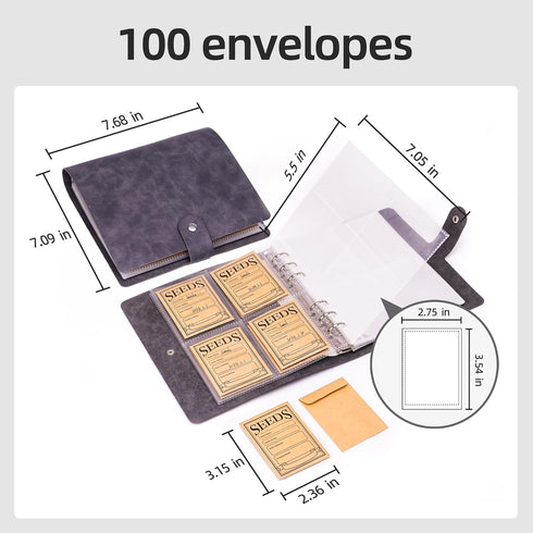 Seed Storage Organizer, 280 Pockets Seed Organizer Binder with 100pcs Sealing Seed Envelopes Garden Seed Organizer Storage Box,Seed Packet Organizer Seed Collecting Template for Vegetable (Black) by U0U
