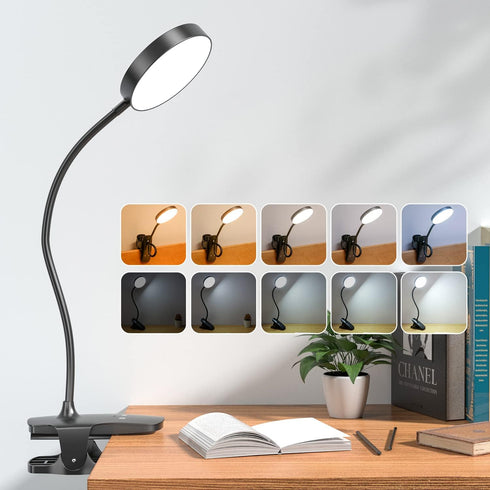 Mubarek Reading Lamp, 400LM 36 LED Reading Light, USB Rechargeable Battery Operated Table Lamp, 5 Levels Brightness