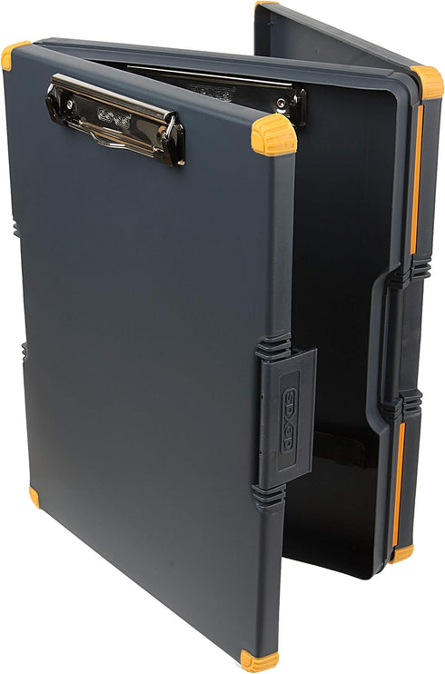 Dexas Duo Clipcase, Portable Double Sided Clipboard Design, 13”x10” Gray/Orange, Office Supplies for Nursing, School,