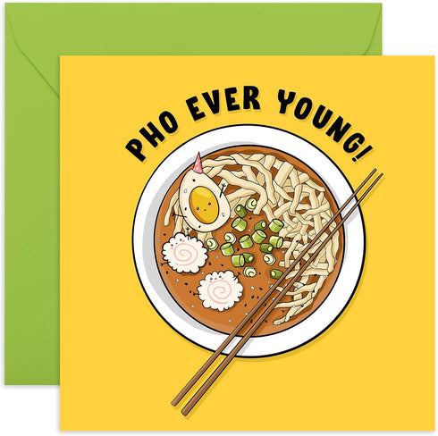 CENTRAL 23 Funny Birthday Card - Pho Ever Young for Men & Women, 21st 30th 40th, Comes with Fun Stickers
