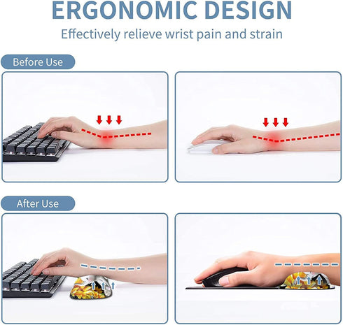 Premium Memory Foam Mouse Pad and Keyboard Wrist Rest Pads Set, Office Easy Typing Games to Relieve Fatigue, Non-Slip