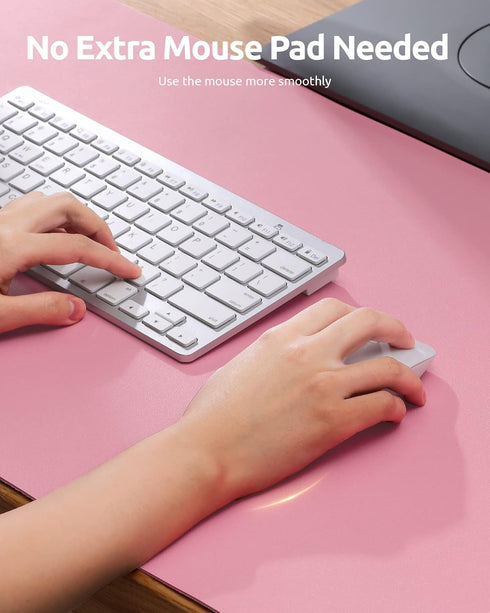 YSAGi Leather Desk Pad Protector, Large Mouse Pad, Non-Slip PU Leather Desk Blotter, 23.6" x 13.8" (Pink)
