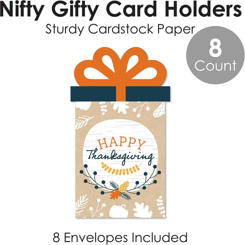Set 8 Big Dot of Happiness Happy Thanksgiving - Fall Harvest Party Money and Gift Card Sleeves - Nifty Gifty Card