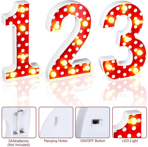 Mouse Birthday Decorations, Marquee Light Up Number Sign for 1st 2nd 3rd Birthday Party Table Centerpieces (Red Number
