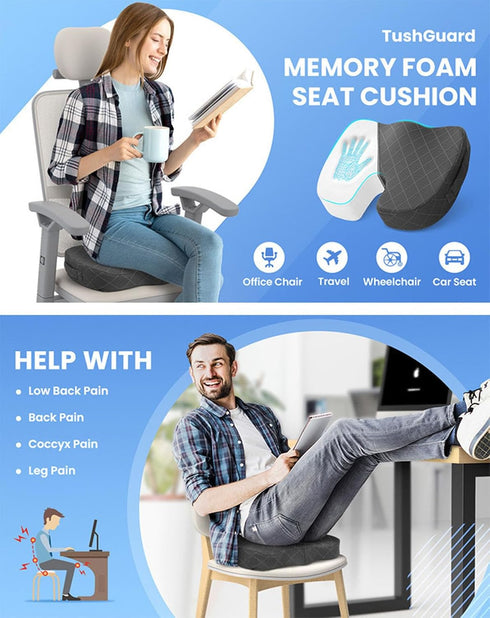 Generic Memory Foam seat Cushion, ergonomically Designed Orthopedic Coccyx Pillow, relieves Coccyx Pain, Hemorrhoids
