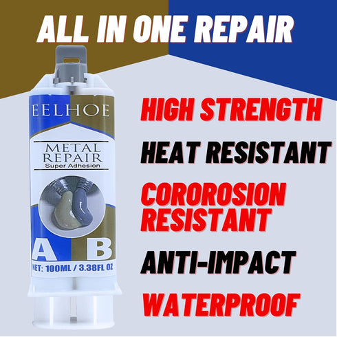 Metal Bonding Repair Paste, Super Glue Gel Paste (A+B), High Heat Resistant Adhesive for Cast Iron, Radiator Cold Weld