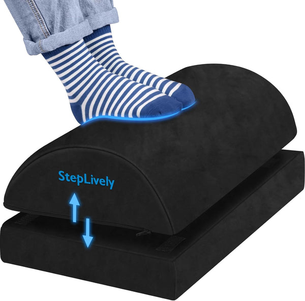 Foot Rest for Under Desk at Work, Comfortable Foot Stool with Adjustable Heights for Back & Hip Pain Relief