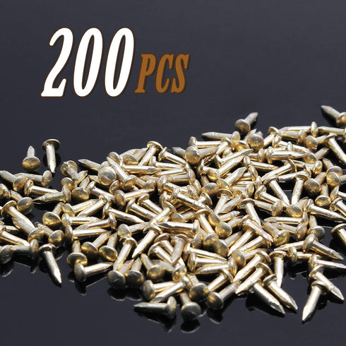 200 Pcs Tiny Brad Nails Brass String Art Nails 1.2x6mm Wood Finish Nails for DIY Pictures Boxes Decorative Household Accessories