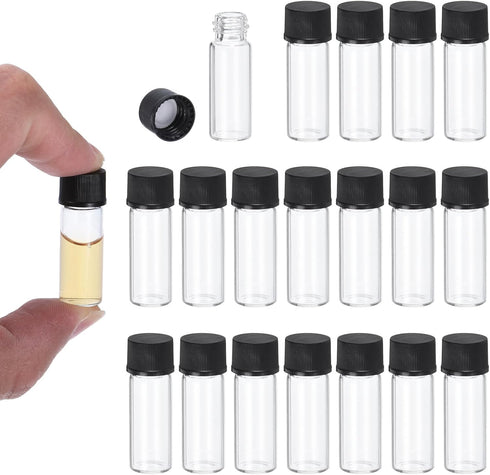 PATIKIL 100 Pack Clear Glass Vials, 2ml Sample Vials with Screw Cap, Leak-Proof Liquid Media Bottle