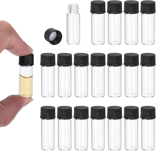 PATIKIL 100 Pack Clear Glass Vials, 2ml Sample Vials with Screw Cap, Leak-Proof Liquid Media Bottle