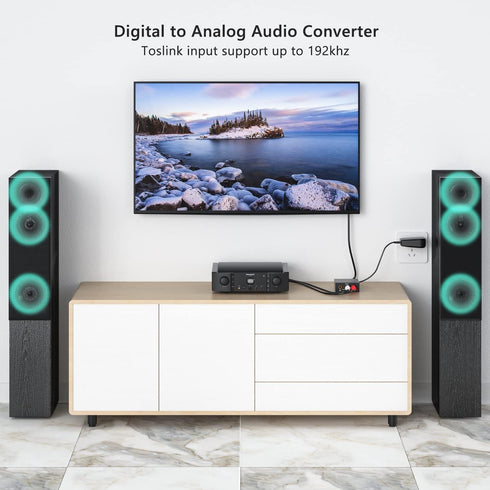 192KHz 3.5mm PS4 DAC Digital to Analog Audio Converter, Optical to RCA Adapter with Coaxial Cable, Toslink Optical
