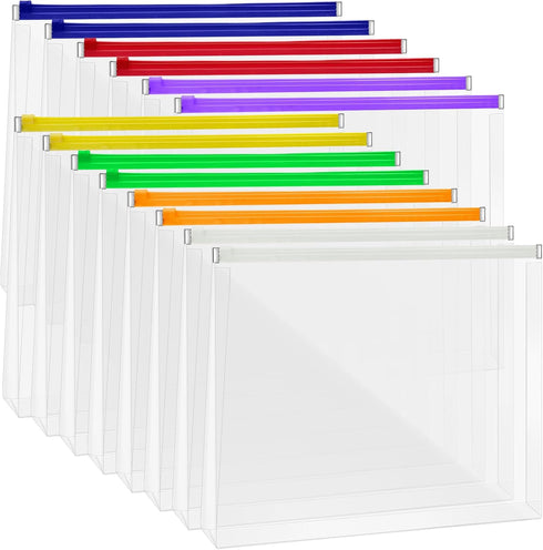 Yexiya 14 Pack Clear Plastic Zip Envelopes A4, Zipper Document Folder, Expanding Envelope Pouch for School Office