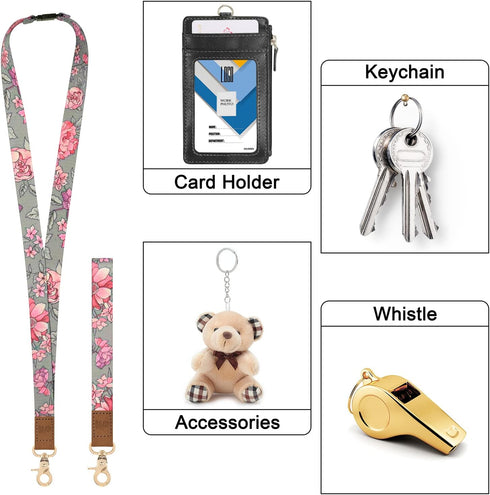 Wisdompro Lanyards for Keys, Cute Wrist & Neck Lanyard for Women, Breakaway Lanyard for ID Badges, Car Keys
