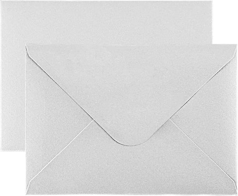 Granhoolm 50 Pack A7 Invitation Envelopes, 5x7 V Flag 5.25 x 7.25 for Cards, Ideal for Weddings, Parties (Silver Pearl)