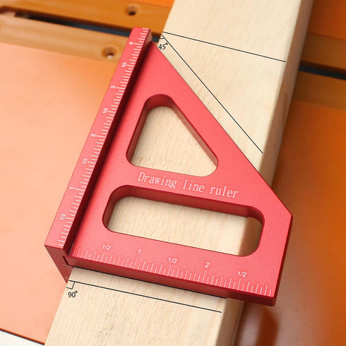 Imperial 3D Multi-Angle Measuring Ruler, 45/90 Degree Aluminum Alloy Protractor for Woodworking