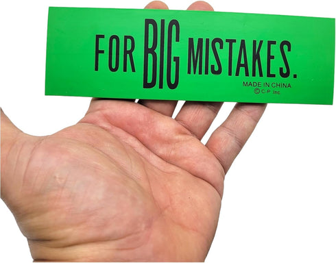 Huge 6.75" Colorful Rubber Pencil Erasers, Rectangular Shape, 4 Pack (4 Colors) for Big Mistakes