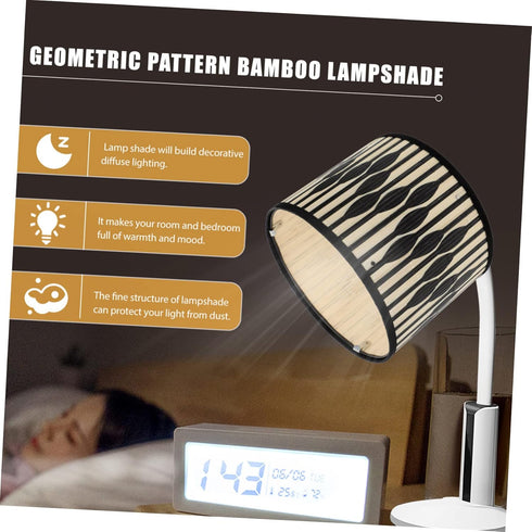 LABRIMP Geometric Pattern Bamboo Lampshade Replacement Stylish Light Cover for Home Unique Lamp Accessory for Warm