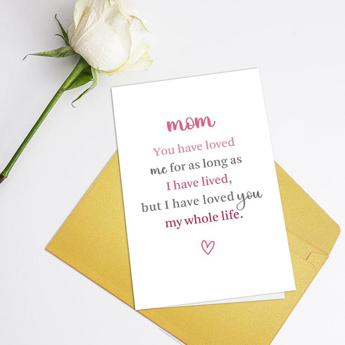 Supoeguk Heartfelt Mother's Day Card for Mom, Sweet Mom Birthday Card from Daughter Son, I Have Loved You My Whole Life