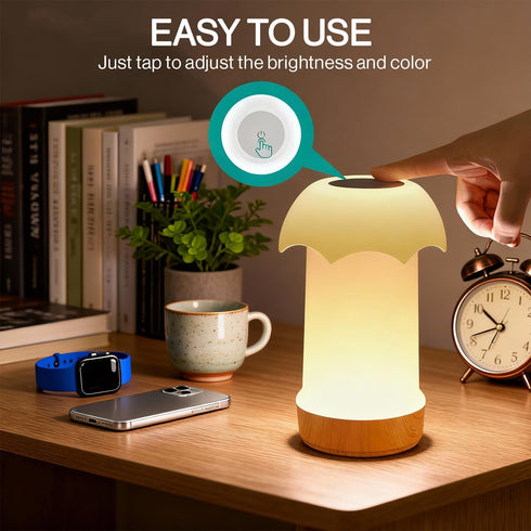 Dimmable 4 13 Night Light, Touch Lamp for Bedroom - Portable Table Bedside Lamp with Brightness Levels & RGB Colors