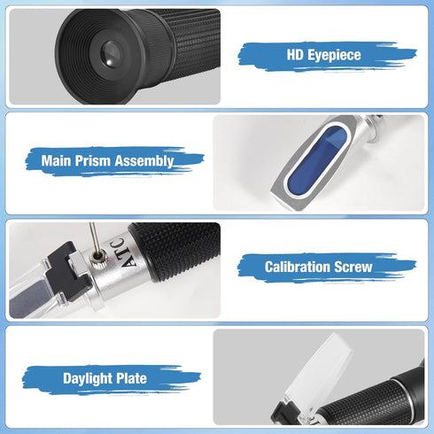 GYE Brix Refractometer with ATC, Dual Scale - Specific Gravity & Brix, Hydrometer in Wine Making and Beer Brewing