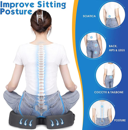 Tailbone TushGuard Seat Cushion for Office Chair Memory Foam Non-Slip Cushion Back, Coccyx, Sciatica, Pain Relief Butt