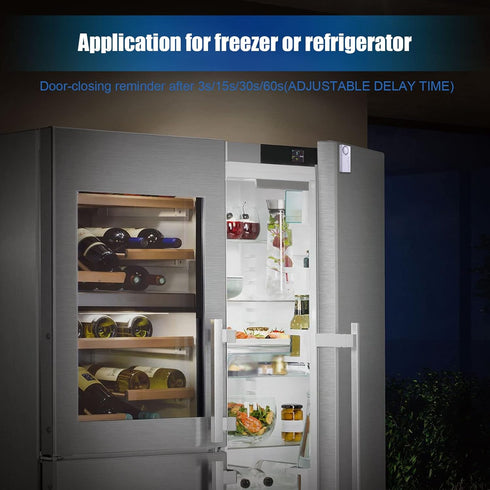 Freezer Door Alarm, 2Pcs Safety Window Alarm, Adjustable Delay Wire-Less Fridge 4-in-1 Sensor Chime Open Loud 108dB