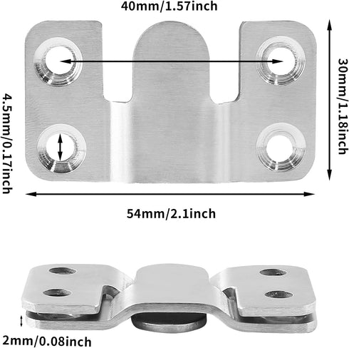 6 Pairs Flush Mount Bracket, 54 x 30mm Interlocking Picture Hanging Hooks Stainless Steel Photo Frame Hook Furniture Connector for Mirrors Picture Art Gallery