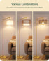 Dimmable Bulb, EDISHINE Rattan Arc Floor Lamp with Remote, Gold Farmhouse Standing Lamps for Living Room, Rattan