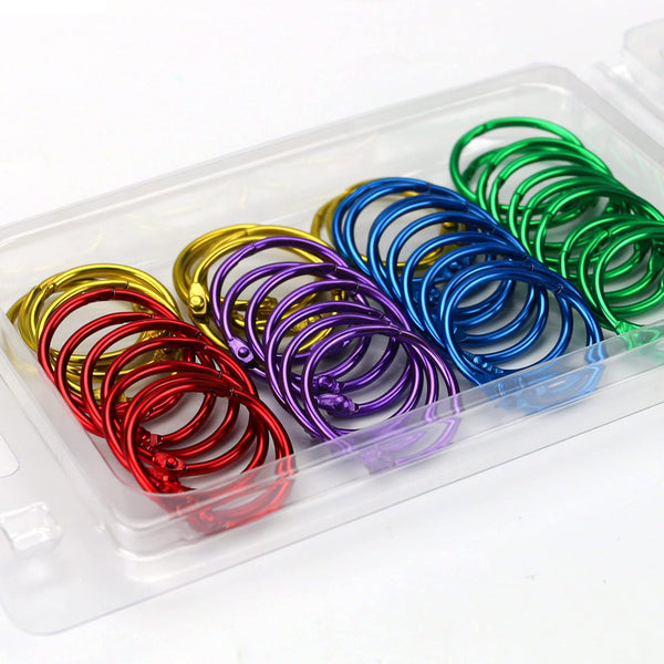 OWLKELA 1 Inch Binder Rings, 50 Pcs Metallic Assorted Colors, Office Book Rings