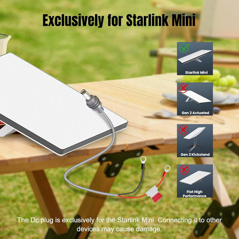 JacEnergy Starlink Mini DC Cable Connector Female to Male Adapter Waterproof Power Cable Extender Starlink Mini