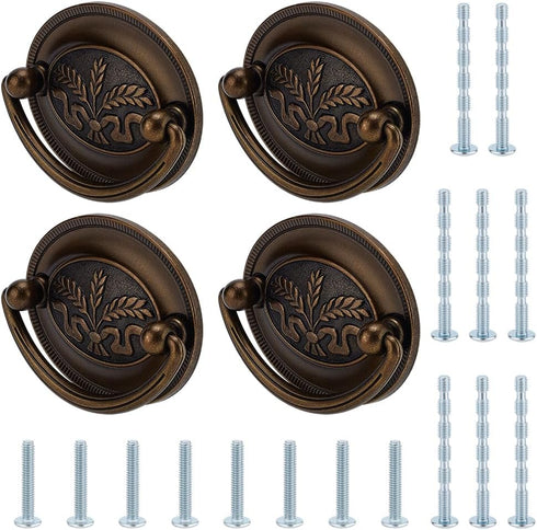 4 Pack 3.3inch PH PandaHall Antique Drawer Pulls Handles Oval Bail Drawer Pulls Vintage Cabinet Handle Bronze Wheat