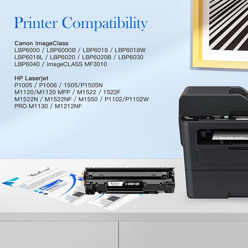Valuetoner Compatible Toner Cartridge Replacement for Canon 125 Black Toner Cartridge, High Yield