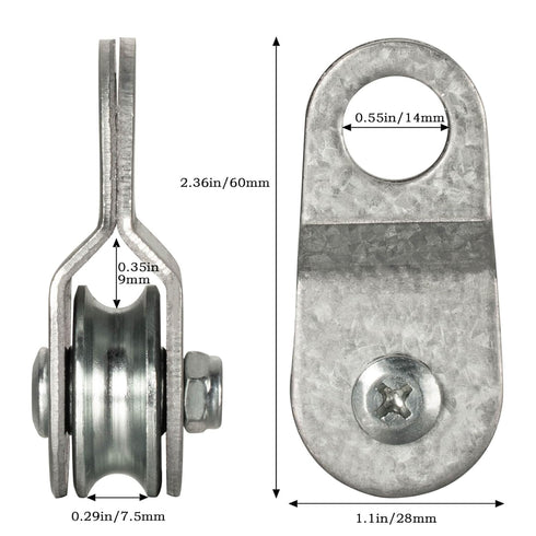 10 Pack Small Snatch Cable Pulley Block - 6mm / 0.23 Inch Wire Rope, Single Pulley Wheel Bearing, Load 70 LB