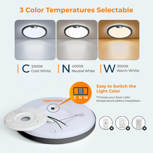 8.7 Inch 3000K 4000K 5000K Closet 2 Pack BLNAN Motion Sensor Ceiling Light Wired, Selectable Motion Activated LED Flush