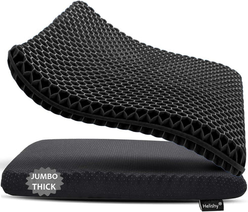 Helishy Gel Seat Cushion, Jumbo&Thick Gel Cushion Chair Pads with Non-Slip Cover for