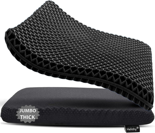 Helishy Gel Seat Cushion, Jumbo&Thick Gel Cushion Chair Pads with Non-Slip Cover for